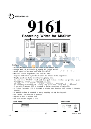 MSM9161 datasheet - Recording writer for MSSI121