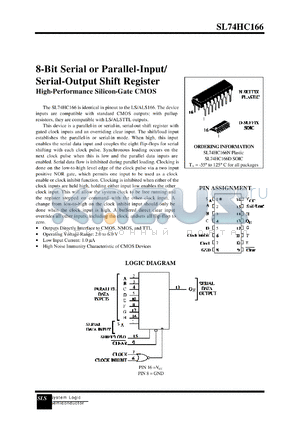 SL74HC166H datasheet - 8-bit serial or parallel-input/serial-output shift register. High-performance silicon-gate CMOS.