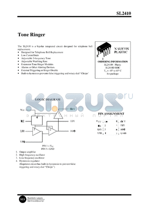 SL2410D datasheet - Tone ringer