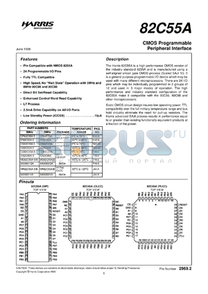 MR82C55A-5/B datasheet - CMOS programmable peripheral interface, fully TTL compatible, 5MHz