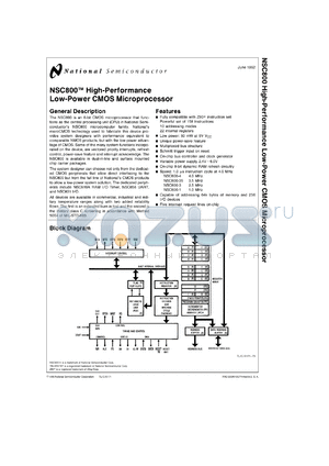 NSC800E-1I datasheet - High-performance low-power CMOS microprocessor, 1.0 MHz