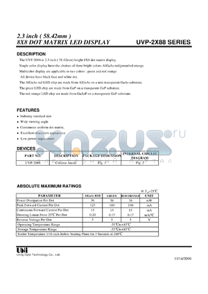 UVP-2088AC datasheet - 8 x 8 DOT matrix LED display