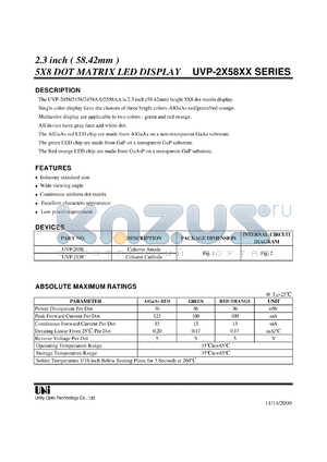 UVP-2058AC datasheet - 5 x 8 DOT matrix LED display