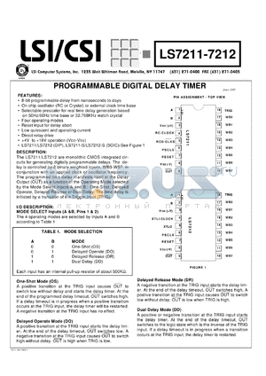 LS7212-S datasheet - Programmable digital delay timer