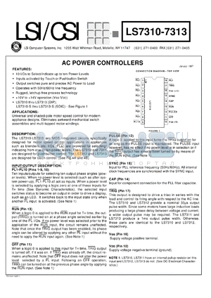 LS7311 datasheet - AC power controller