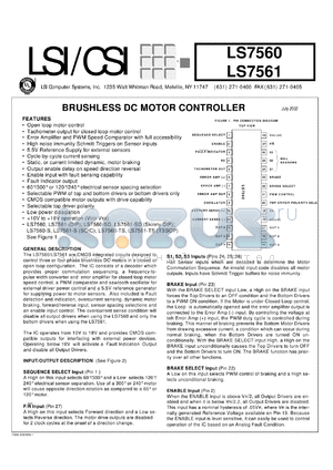LS7561-SD datasheet - Brushless DC motor controller