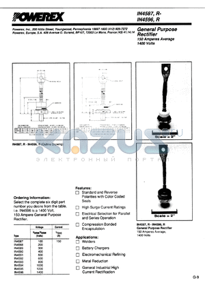 1N4587R datasheet - 100V, 150A general purpose single diode