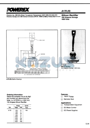 A170P datasheet - 1000V, 100A general purpose single diode