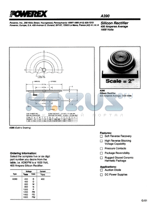 A390B datasheet - 200V, 1600A general purpose single diode