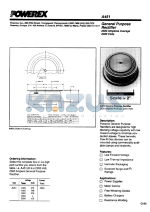 A451PM datasheet - 1600V, 2500A general purpose single diode