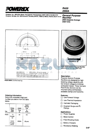 RA204420 datasheet - 4400V, 2000A general purpose single diode