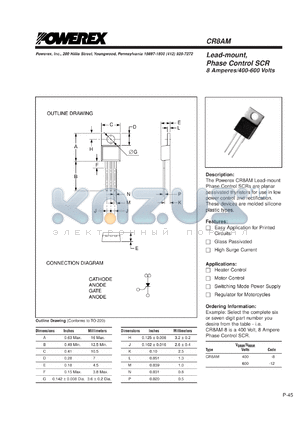 CR8AM-12 datasheet - 600V, 8A low power SCR