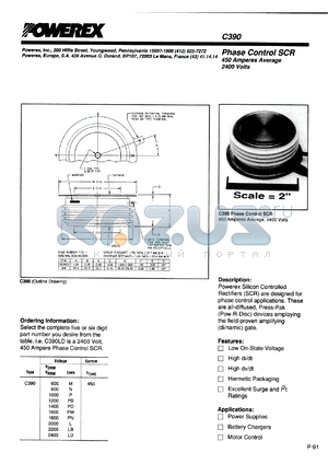 C390D datasheet - 400V, 450A phase control single thyristor