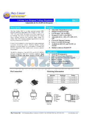 B033D-3.3 datasheet - 3.3V 1.0A low dropout voltage regulator