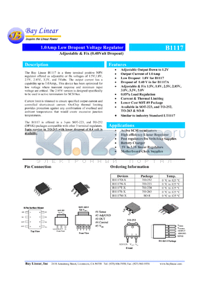 B1117M-ADJ datasheet - Adjustable 1.0A low dropout voltage regulator