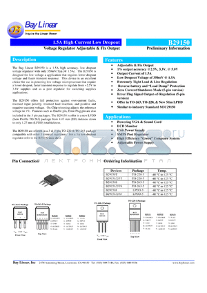 B29150T-ADJ datasheet - Adjustable dual 1.5A high current low dropout voltage regulator