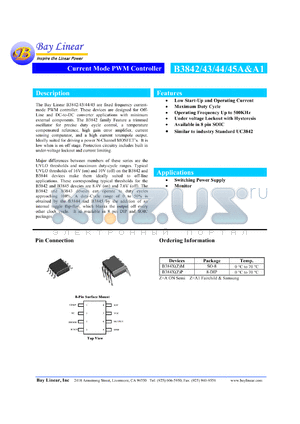 B3843P datasheet - Up to 500KHz; current mode PWM controller