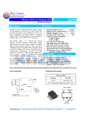 B4150CK5-2.4 datasheet - 2.4V 150mA CMOS low dropout LDO