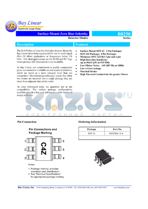 B850XK6-2.2 datasheet - 2.2V surface mount zero bias schottky detector diode