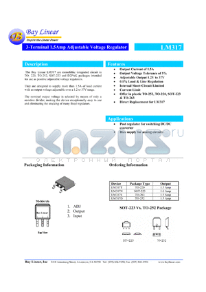 LM317D datasheet - 3-terminal 1.5Amp adjustable voltage regulator