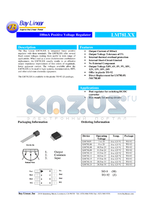 LM78108Z datasheet - 10.5-23V 100mA positive voltage regulator