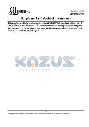 GS816118T-250 datasheet - 5.5ns 250MHz 1M x 18 pipelined and flow through synchronous NBT SRAM