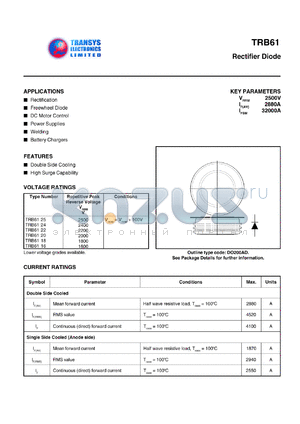 TRB6118 datasheet - 1800 V,  rectifier diode