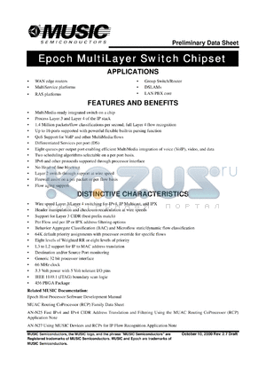 MUSA16P14-B456C datasheet - .3V 15ns epoch multilayer switch chipset