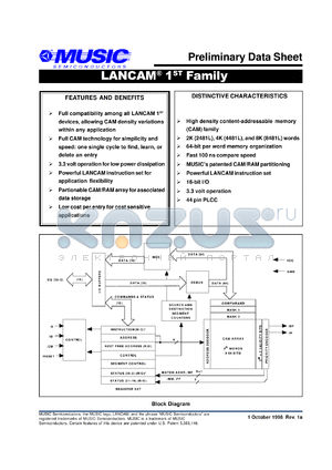 MU9C248L-10DC datasheet - 3.3V 100ns 2048 x 64 LANCAM