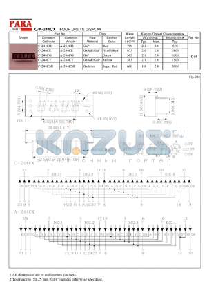 A-244CSR datasheet - Common anode super red four digit display