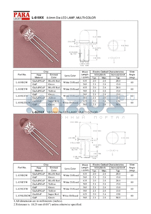 L-819LESGW datasheet - 8.0 mm dia LED lamp, super red/green