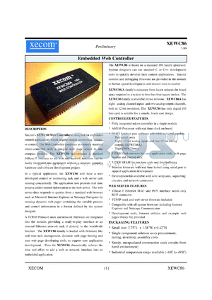 XEWC86 datasheet - Embedded web controller.