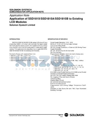 SSD1815A datasheet - 1.8-3.5V LCD module