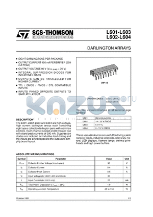 L602C datasheet - 14 - 25 V PMOS darlington arrays