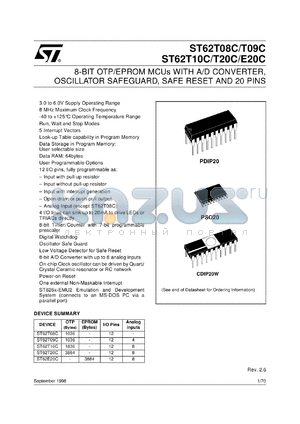 ST6209CM3/XXX datasheet - 8-bit ROM 1036bt, 12 I/O pins, 4 analog inputs, oscillator safeguard, safe reset