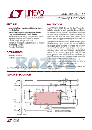 LTC1421IG-2.5 datasheet - Hot swap controller