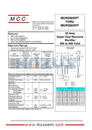 MUR3005WT datasheet - 30A, 50V ultra fast recovery rectifier