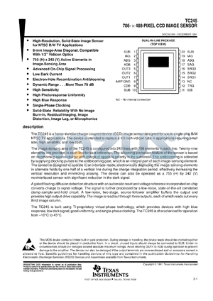 TC245-20 datasheet - 768 x 488-pixel CCD image sensor