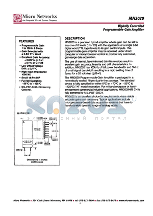 MN2020H/B datasheet - Digitally controlled programmable-gain amplifier