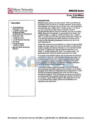 MN5211H/BCH datasheet - 12-bit military A/D converter