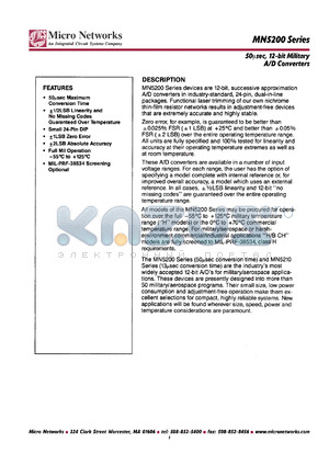 MN5201H/B datasheet - 12-bit military A/D converter