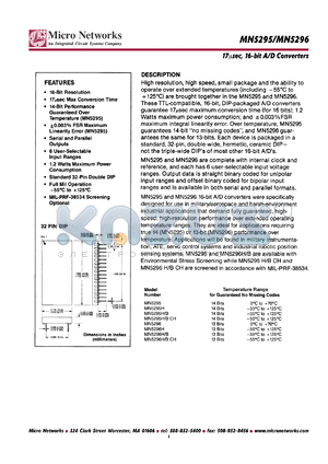 MN5295H datasheet - 16-bit  A/D converter