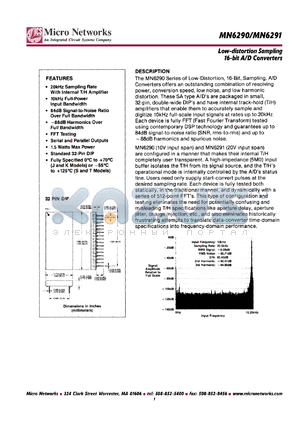 MN6291S/B datasheet - Low-distortion sampling 16 bit A/D converter