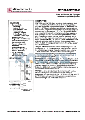 MN7150-8H/B datasheet - 8-channel 12-bit data acquisition system