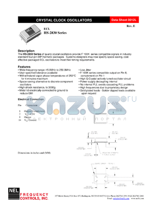 SMA283C datasheet - 3.3 V,+/-100 ppm,  ECL crystal clock oscillator