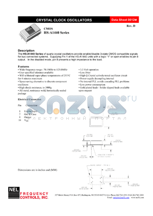 SMA1449 datasheet - 3.3 V,customer specific,  CMOS crystal clock oscillator