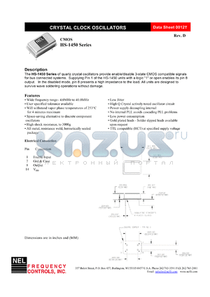 SMA145B datasheet - 3.3 V,+/-50 ppm, CMOS crystal clock oscillator