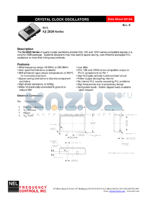 SJA2827 datasheet - 3.3 V,+/-25 ppm, ECL crystal clock oscillator