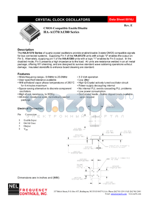 SA1389 datasheet - 5 V,customer specific, CMOS compatible enable/disable crystal clock oscillator