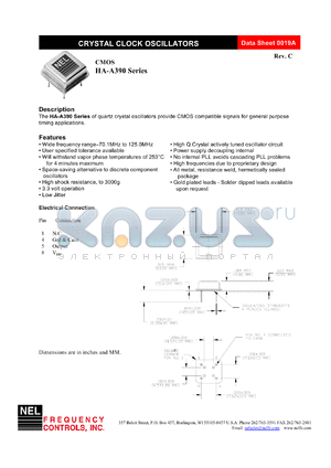 HAA39A datasheet - 3.3 V,+/-20 ppm, CMOS  crystal clock oscillator